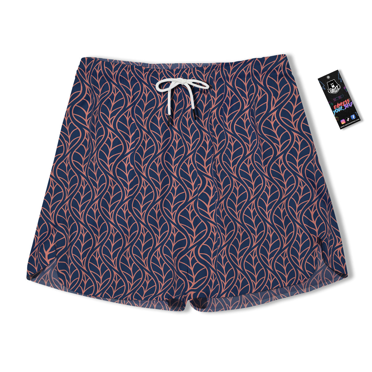 Geometric Leaf Vintage Print Pattern Men's Running Shorts-grizzshop