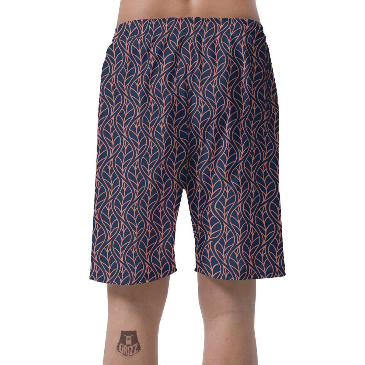 Geometric Leaf Vintage Print Pattern Men's Shorts-grizzshop