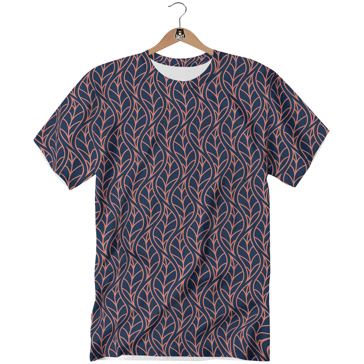 Geometric Leaf Vintage Print Pattern T-Shirt-grizzshop