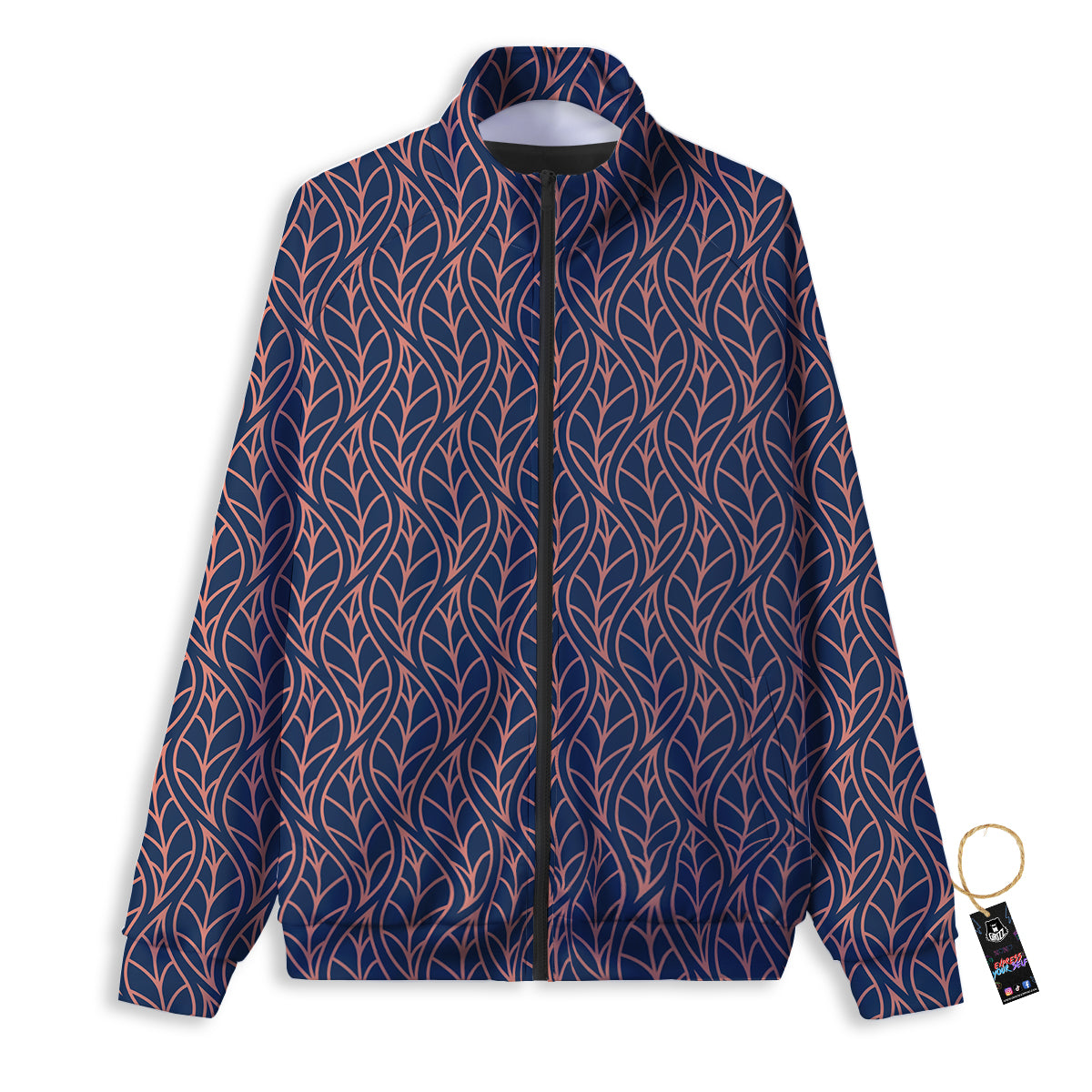 Geometric Leaf Vintage Print Pattern Track Jacket-grizzshop