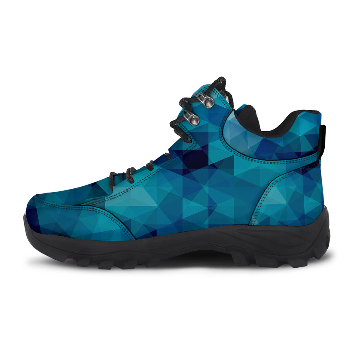 Geometric Mosaic Blue Print Hiking Shoes-grizzshop