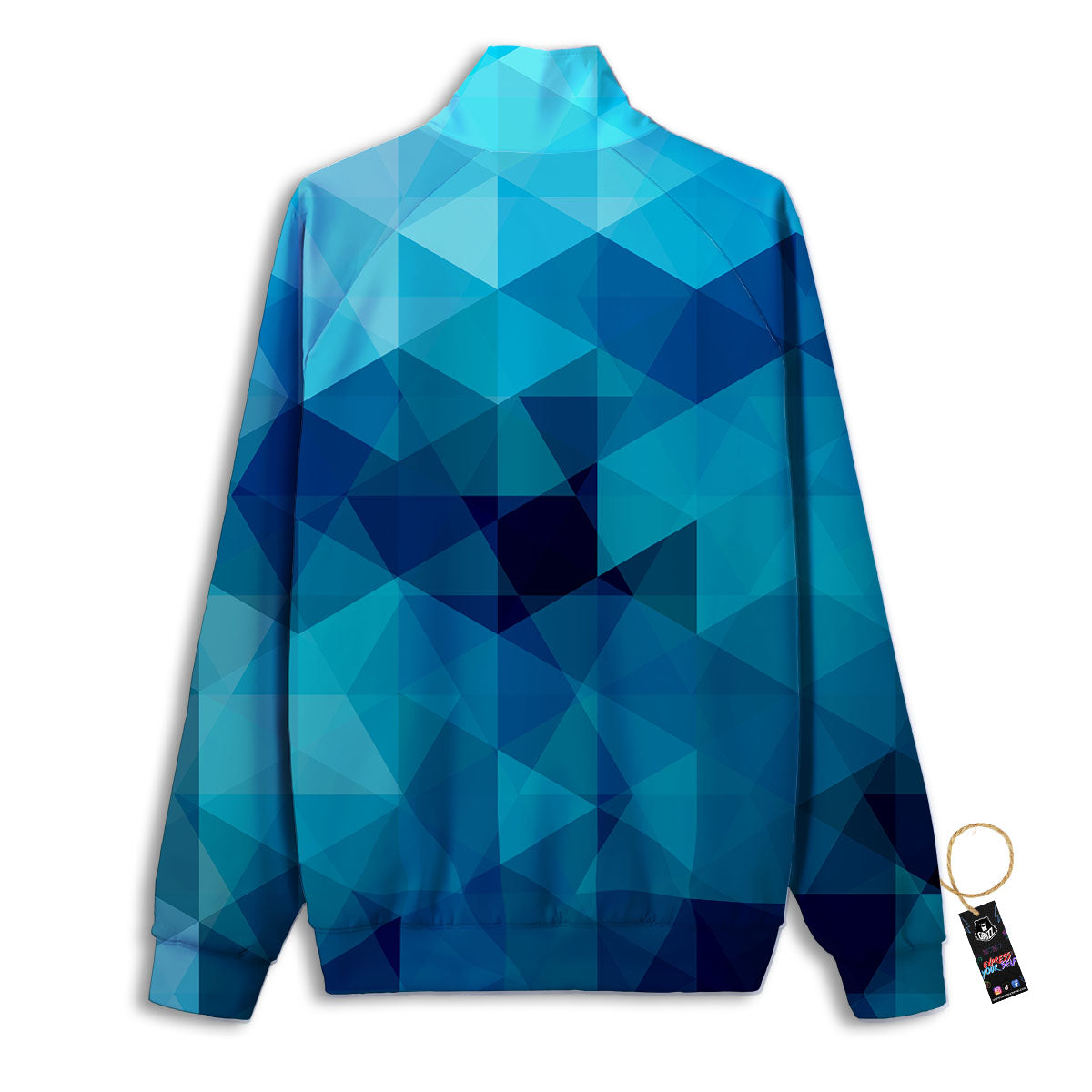 Geometric Mosaic Blue Print Track Jacket-grizzshop