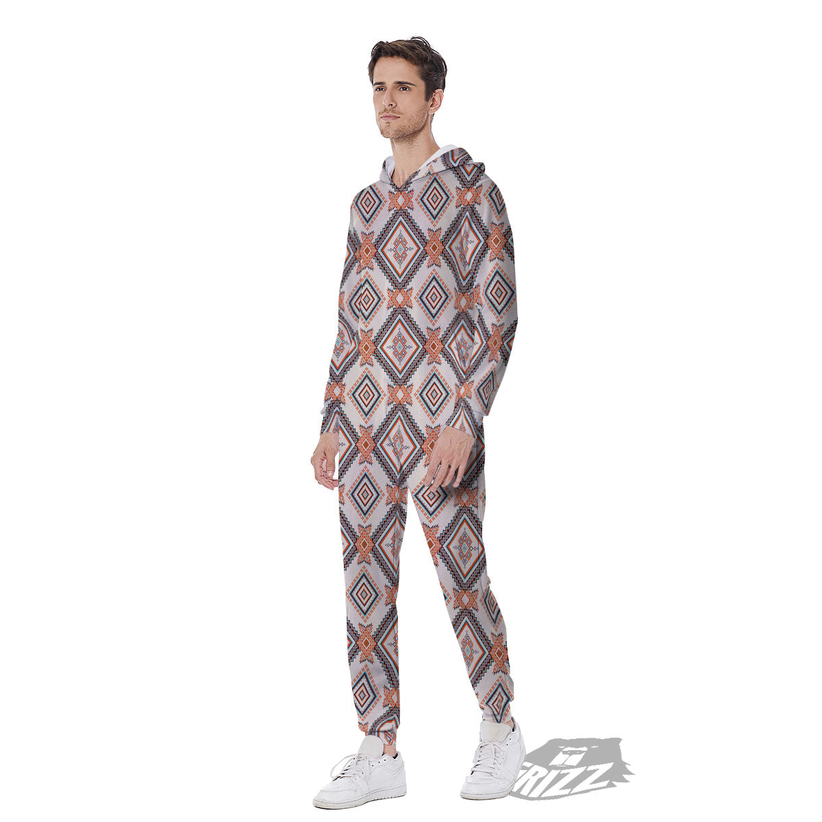 Geometric Native American Print Pattern Men's Jumpsuit-grizzshop