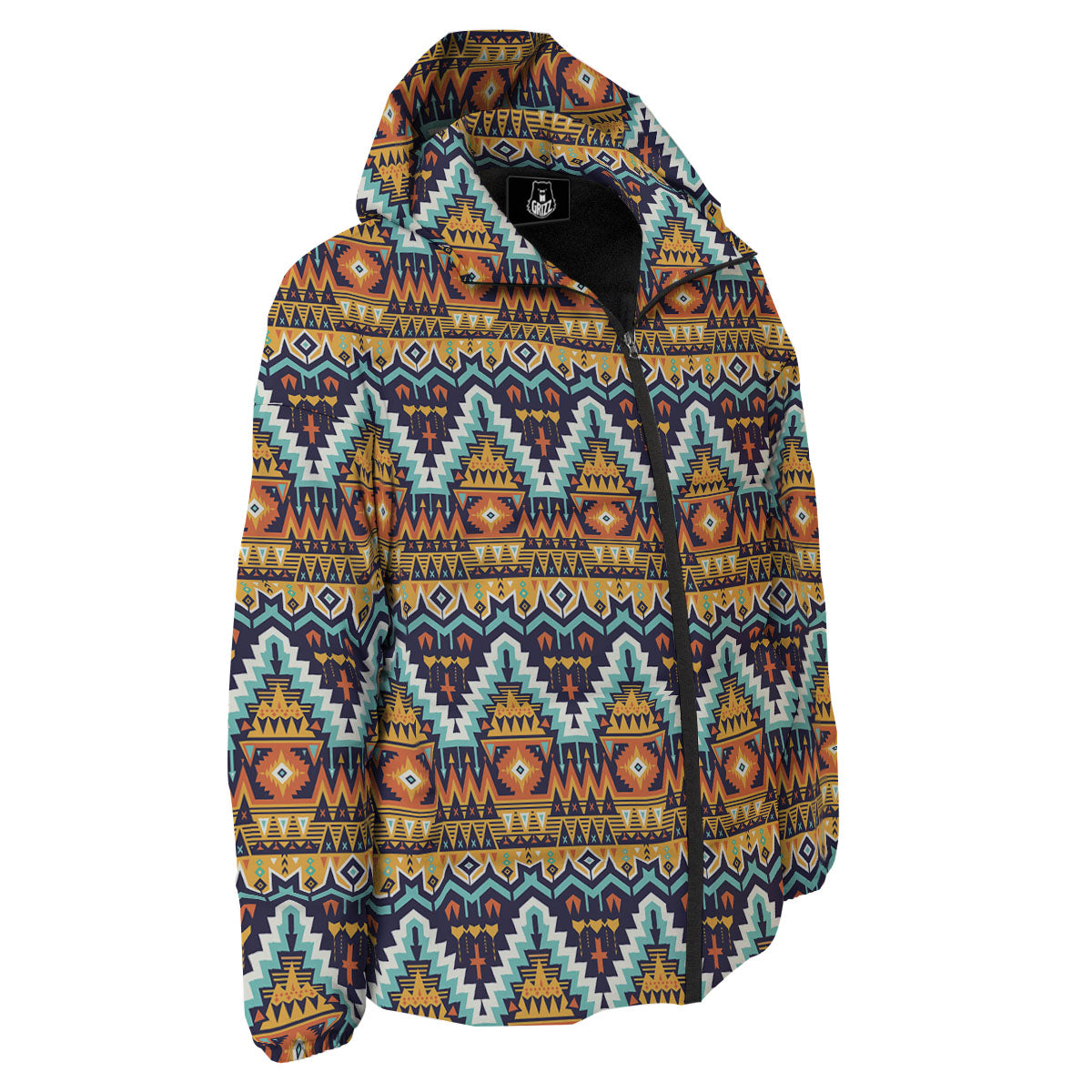 Geometric Navajo Print Pattern Down Jacket-grizzshop