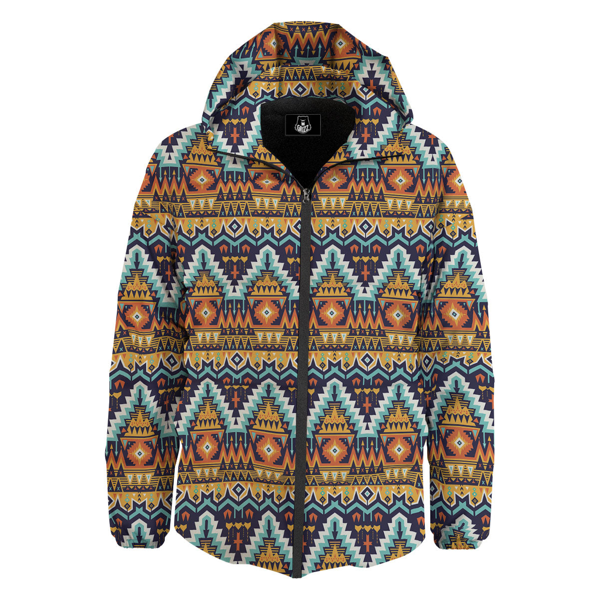 Geometric Navajo Print Pattern Down Jacket-grizzshop