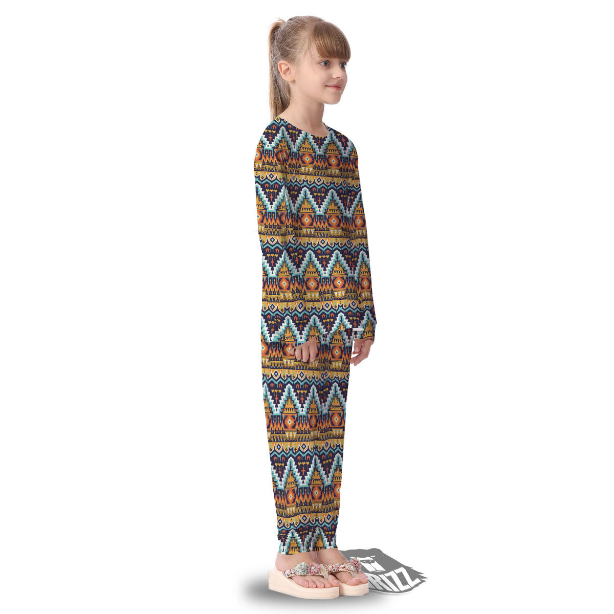 Geometric Navajo Print Pattern Kid's Pajamas-grizzshop