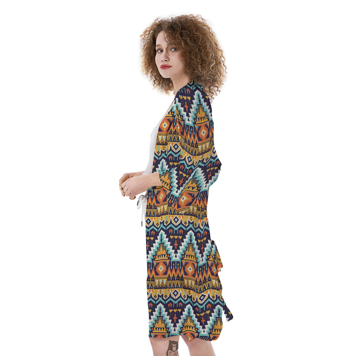 Geometric Navajo Print Pattern Kimono-grizzshop