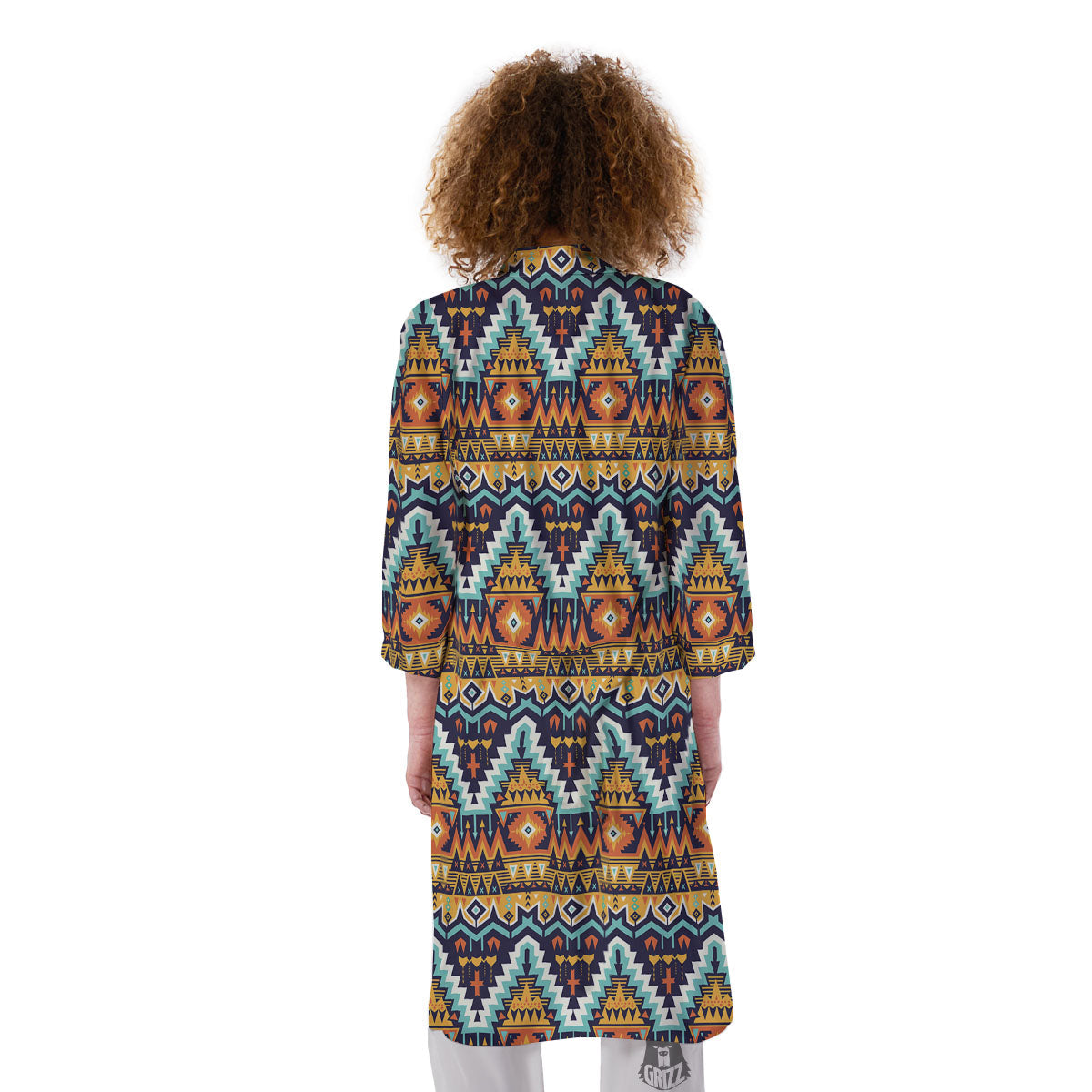 Geometric Navajo Print Pattern Kimono-grizzshop
