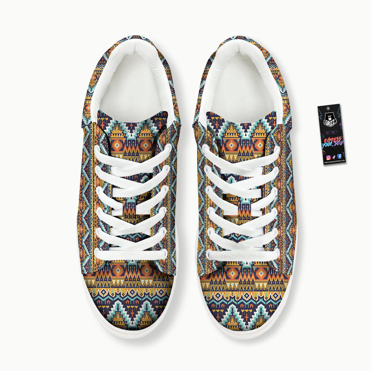 Geometric Navajo Print Pattern Platform Shoes-grizzshop