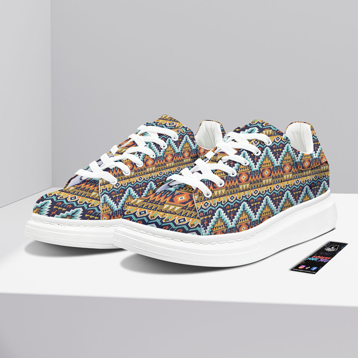 Geometric Navajo Print Pattern Platform Shoes-grizzshop
