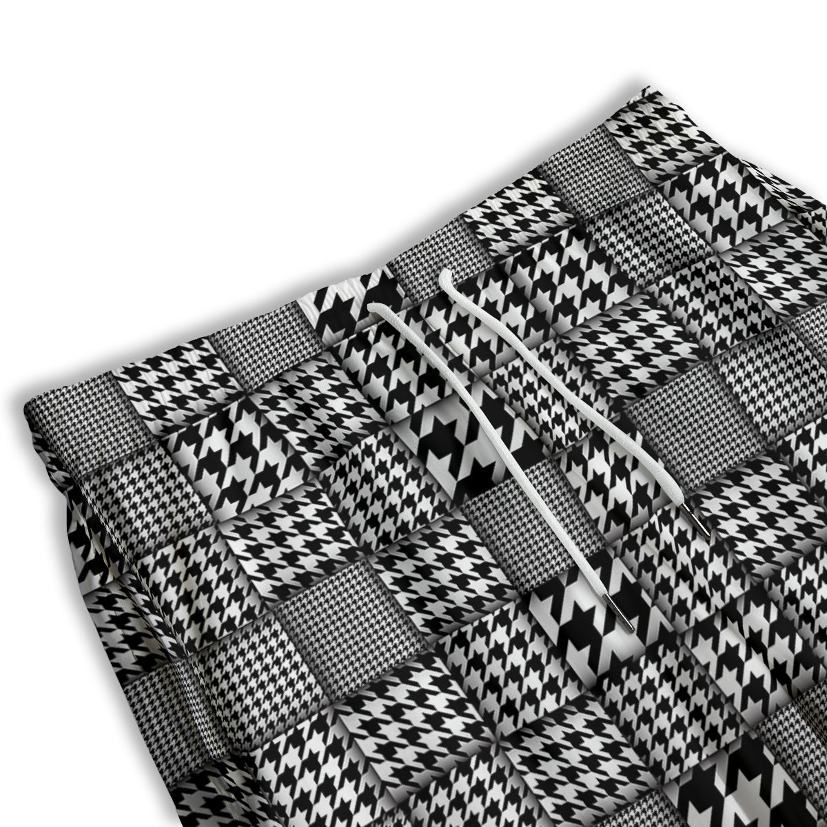 Geometric Patchwork Houndstooth Print Pattern Men's Athletic Shorts