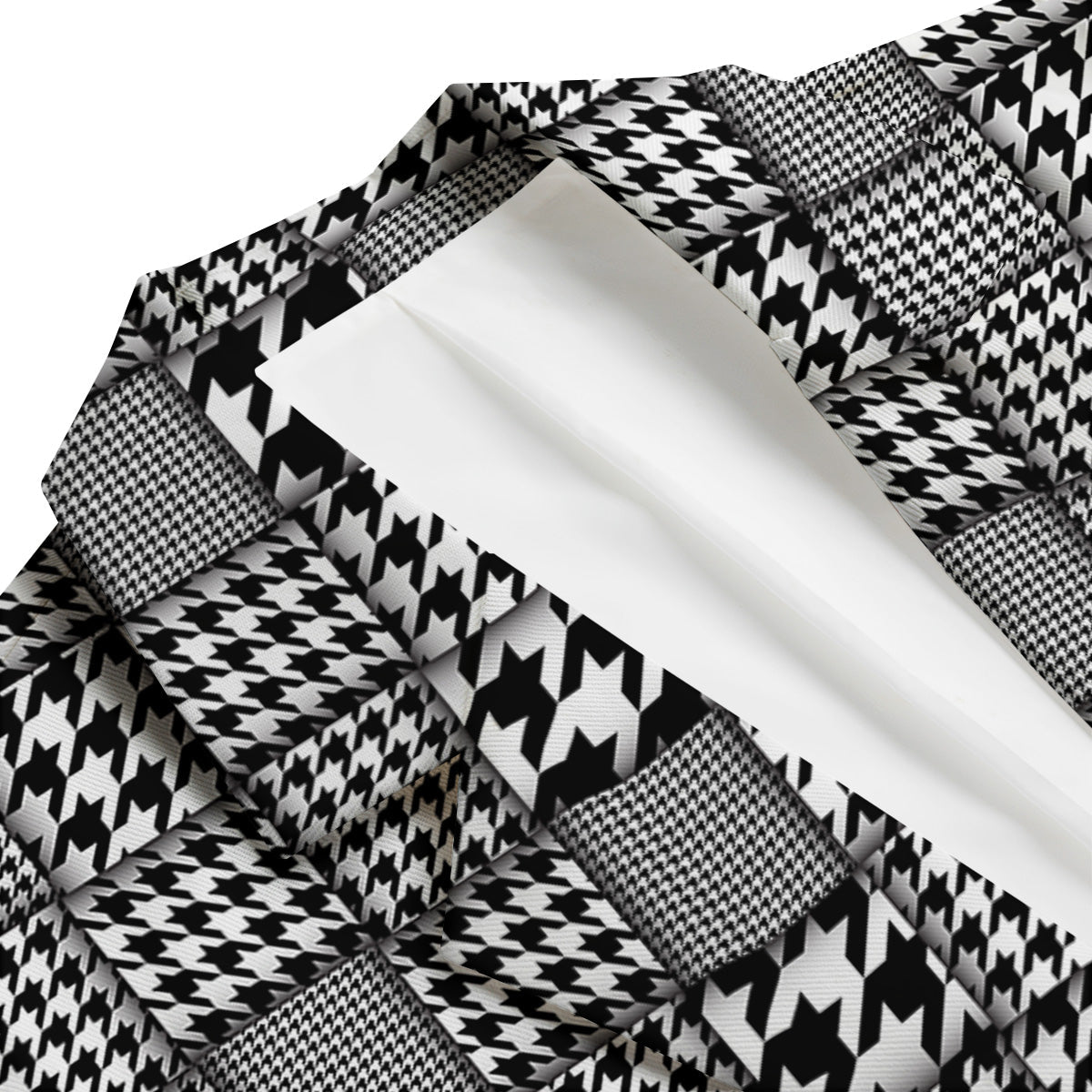 Geometric Patchwork Houndstooth Print Pattern Men's Blazer-grizzshop