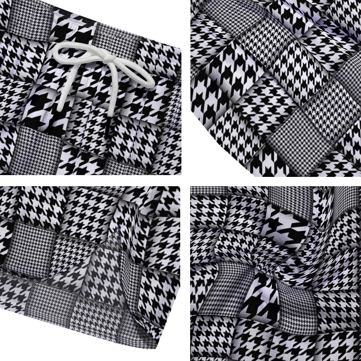 Geometric Patchwork Houndstooth Print Pattern Men's Running Shorts-grizzshop