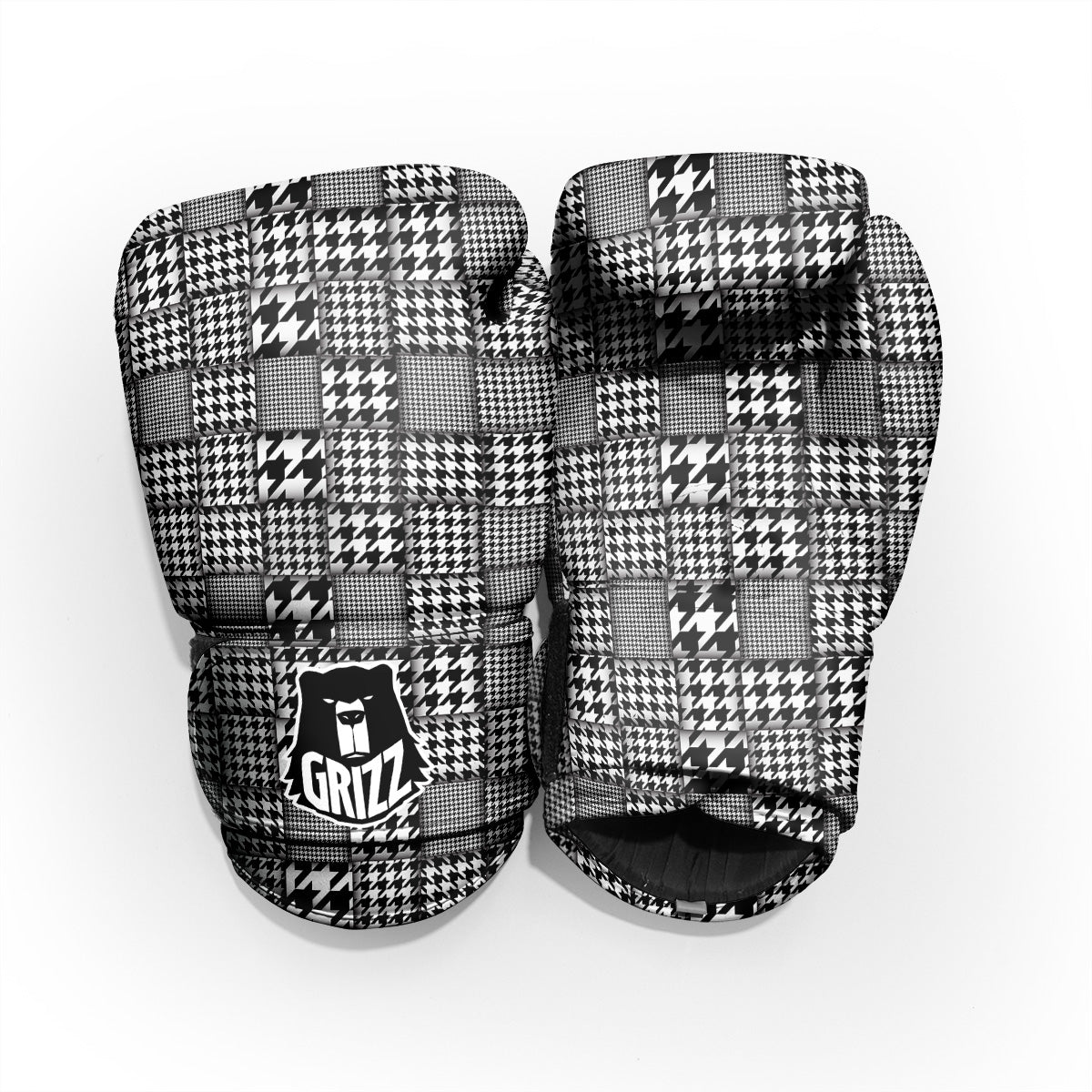 Geometric Patchwork Houndstooth Print Pattern Sparring Gloves-grizzshop