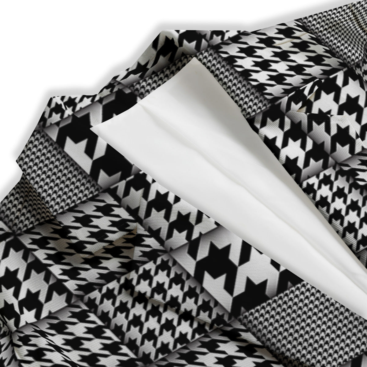 Geometric Patchwork Houndstooth Print Pattern Women's Blazer-grizzshop