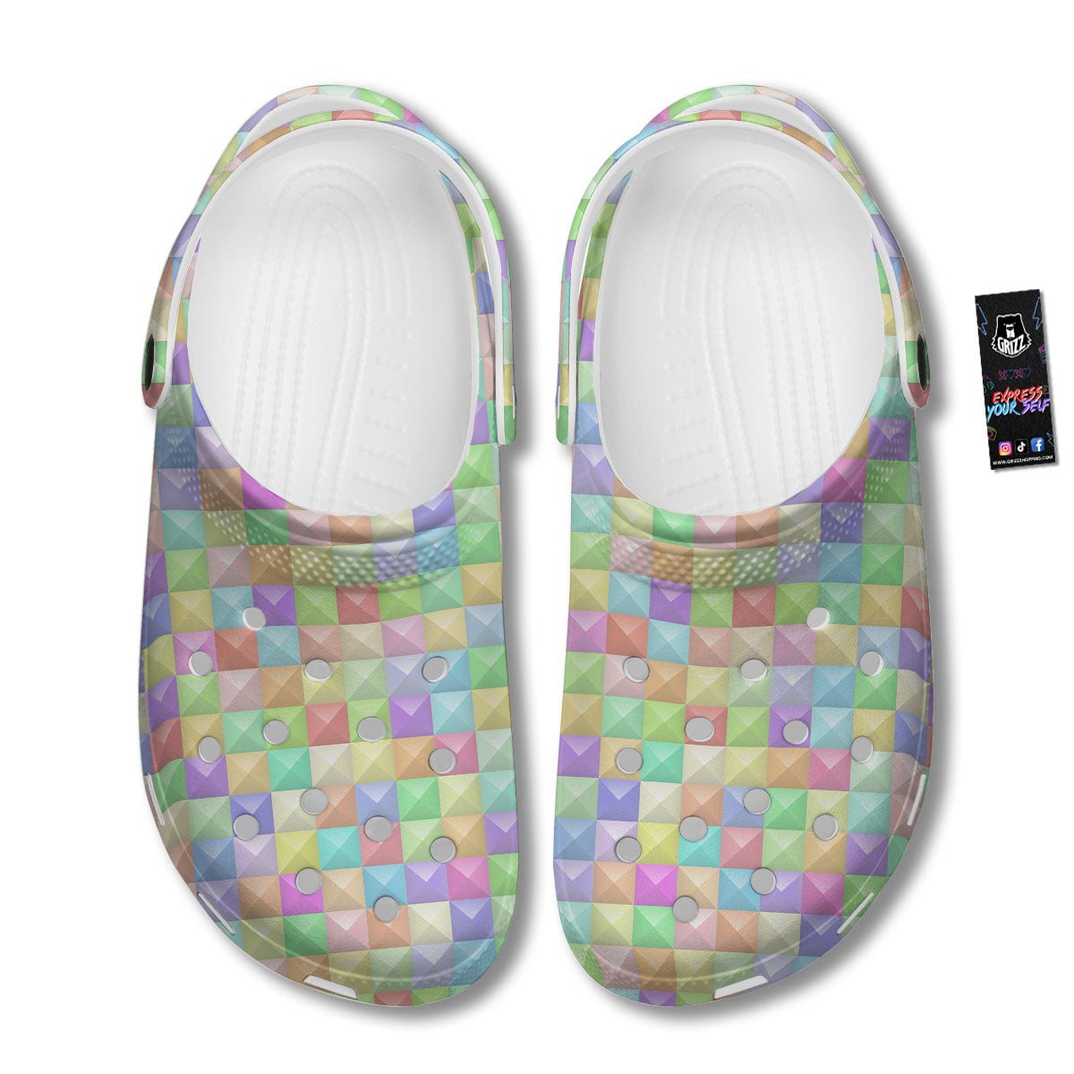 Geometric Polygonal Colorful Print Clog-grizzshop