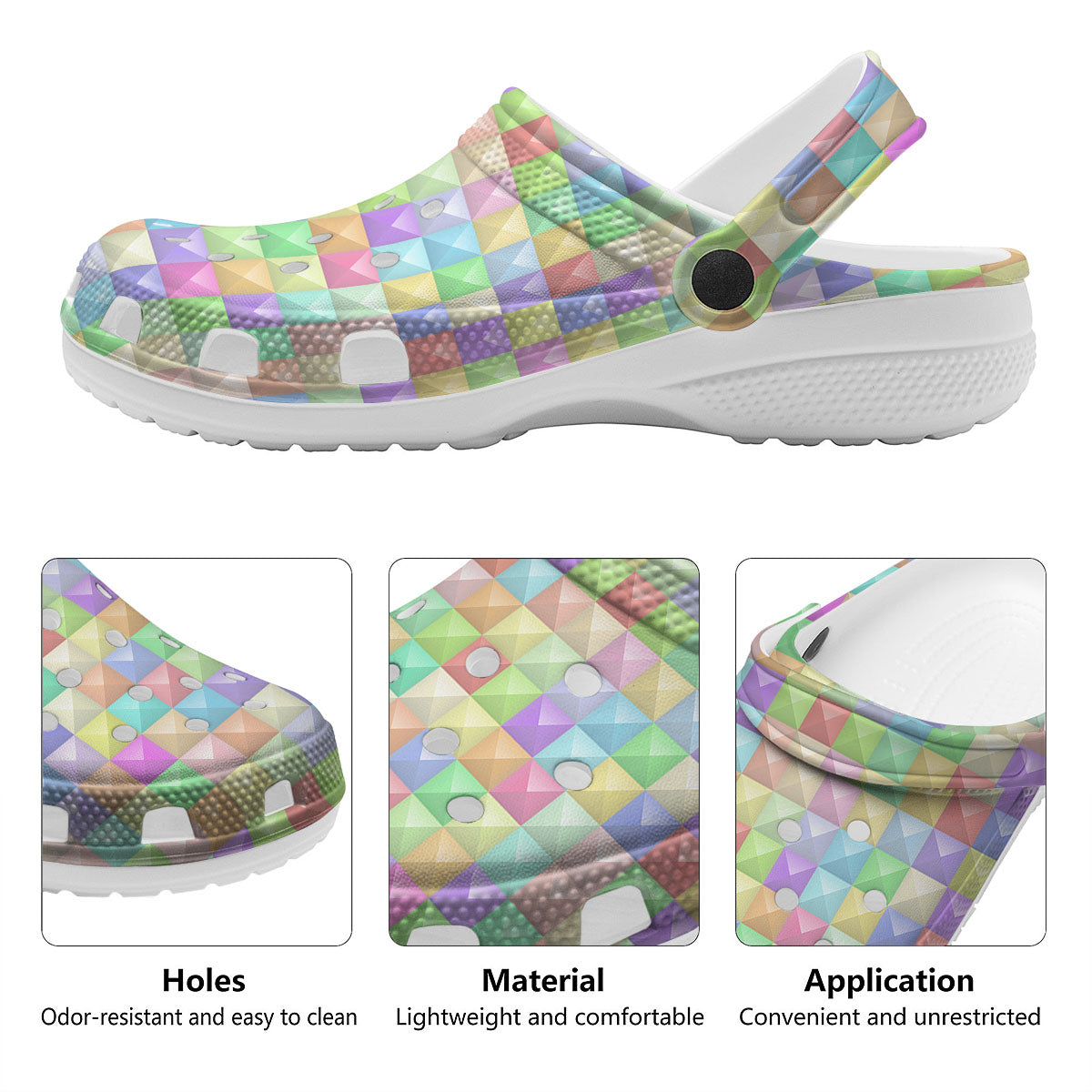 Geometric Polygonal Colorful Print Clog-grizzshop