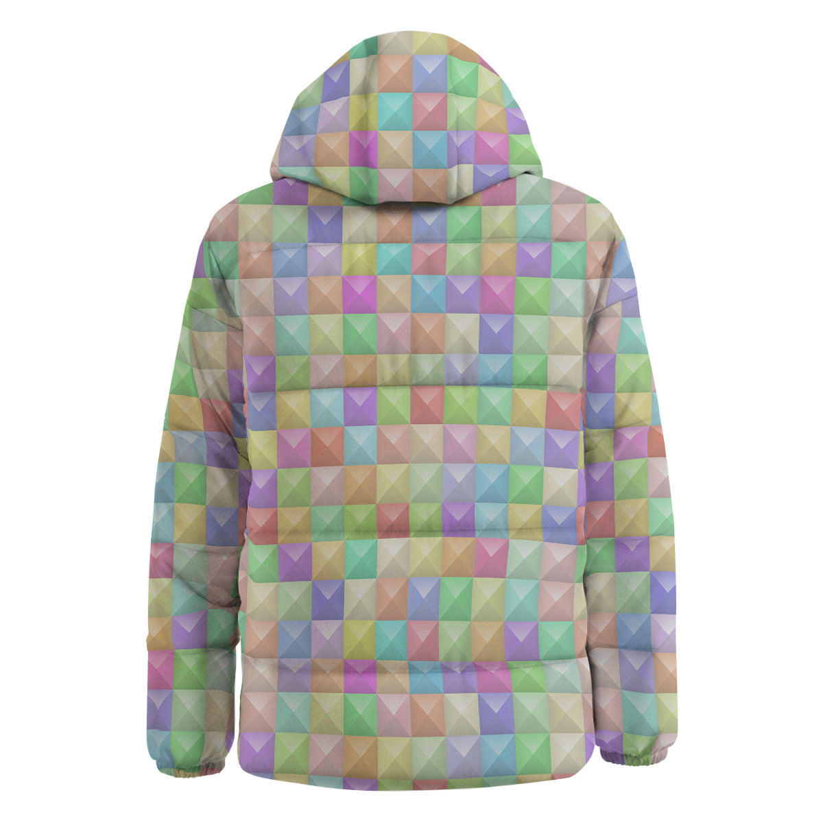 Geometric Polygonal Colorful Print Down Jacket-grizzshop