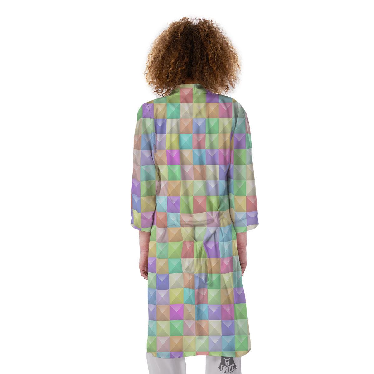 Geometric Polygonal Colorful Print Kimono-grizzshop