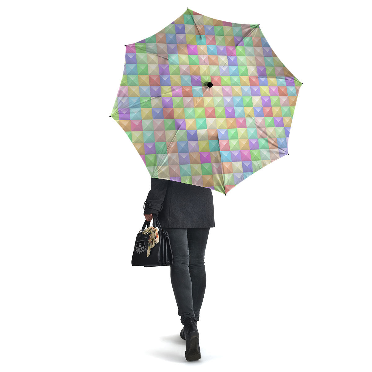Geometric Polygonal Colorful Print Umbrella-grizzshop