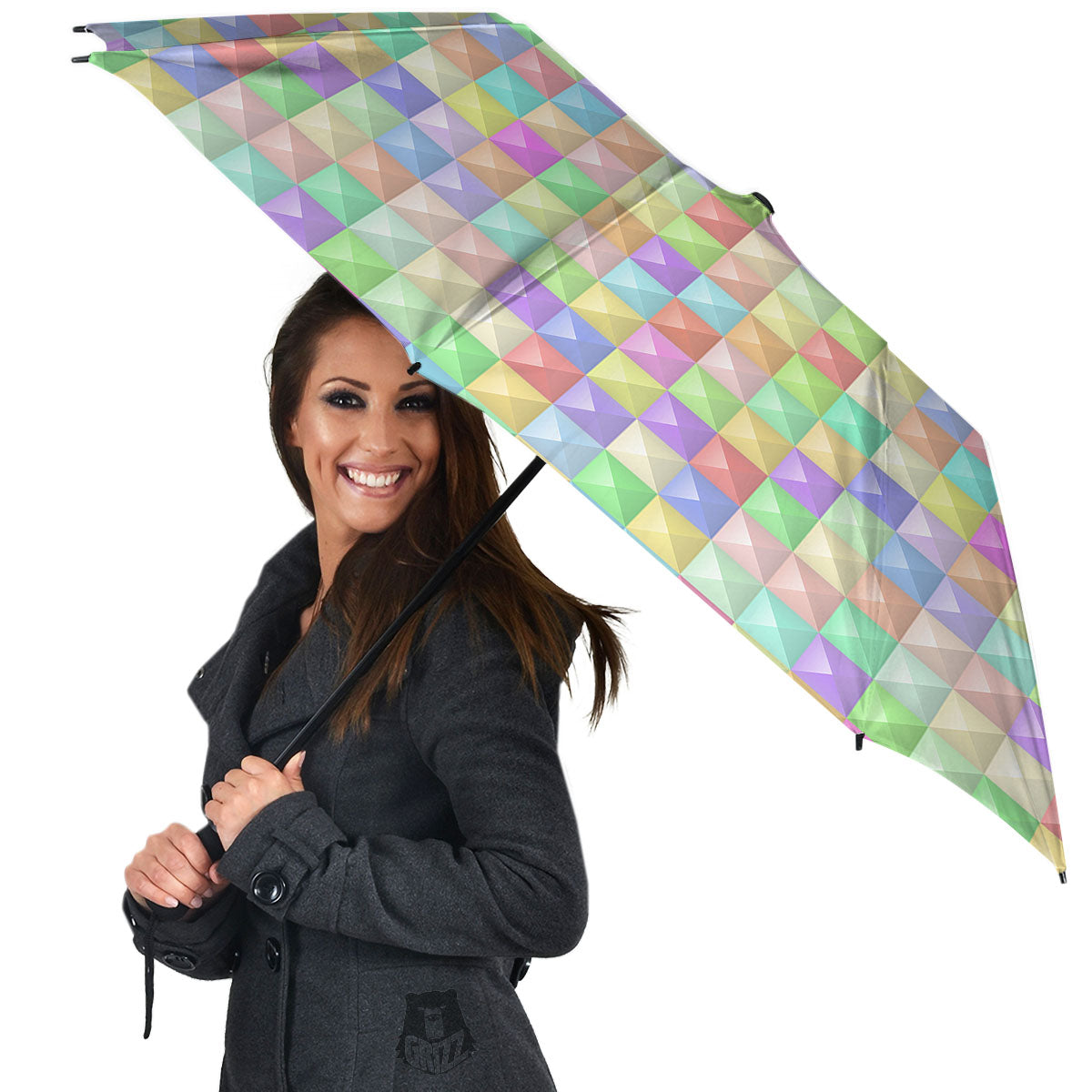 Geometric Polygonal Colorful Print Umbrella-grizzshop