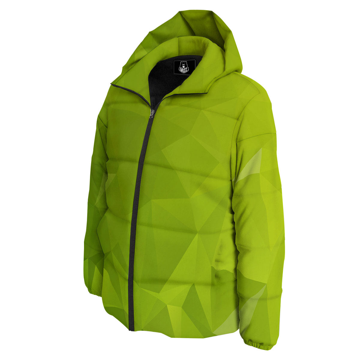 Geometric Polygonal Green Print Down Jacket-grizzshop