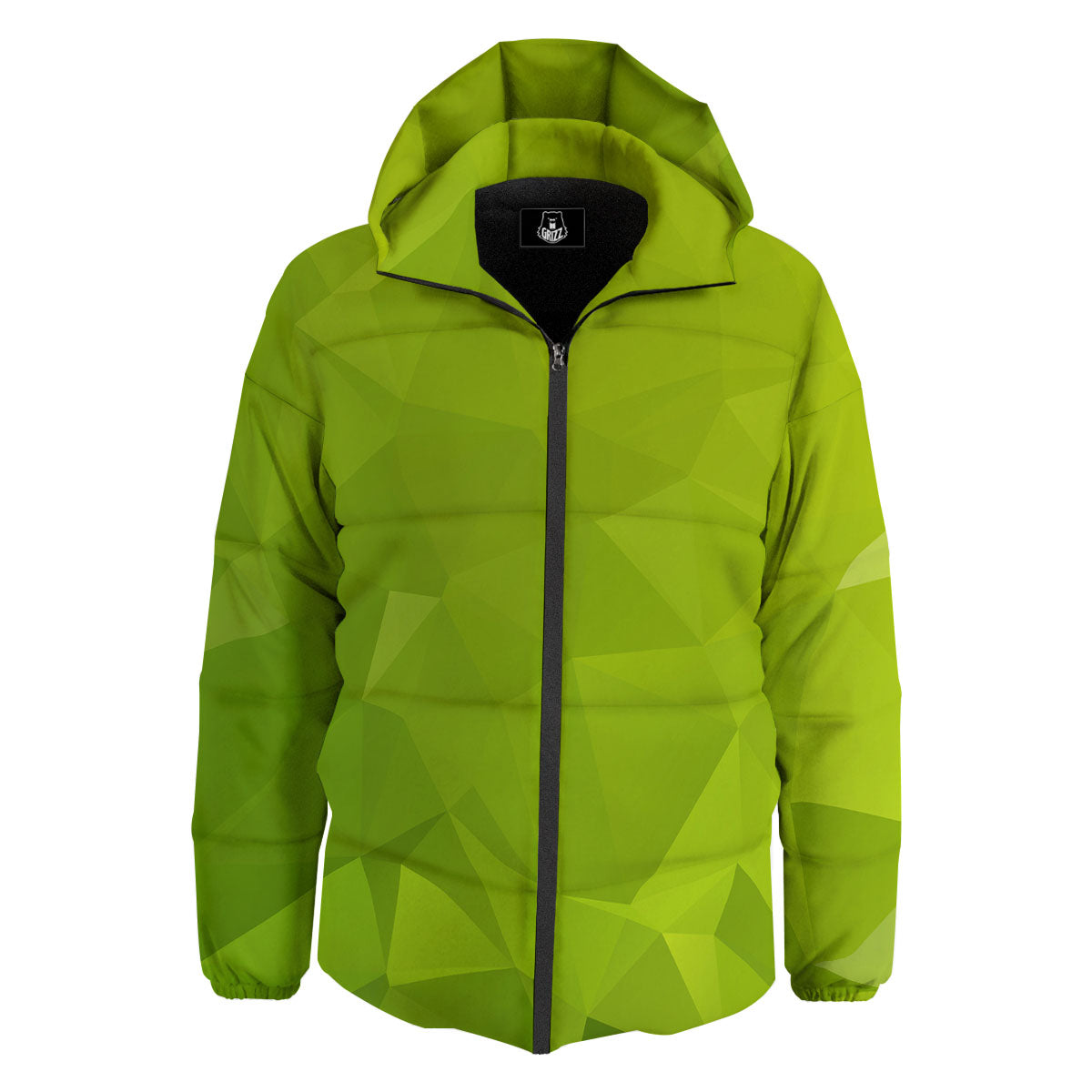 Geometric Polygonal Green Print Down Jacket-grizzshop