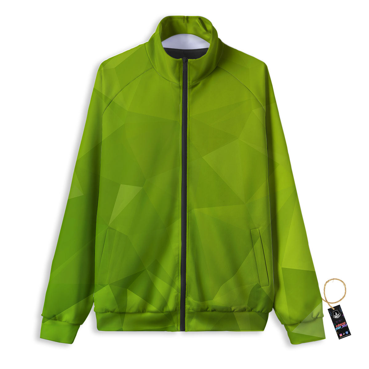 Geometric Polygonal Green Print Track Jacket-grizzshop