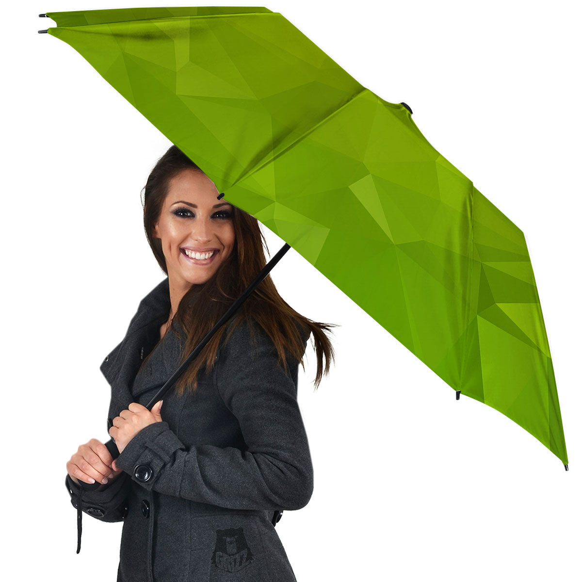 Geometric Polygonal Green Print Umbrella-grizzshop