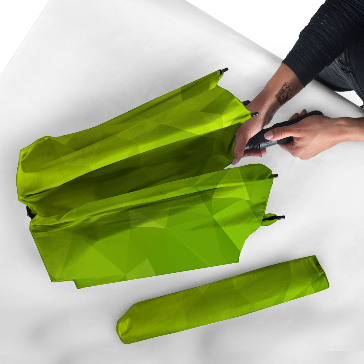 Geometric Polygonal Green Print Umbrella-grizzshop