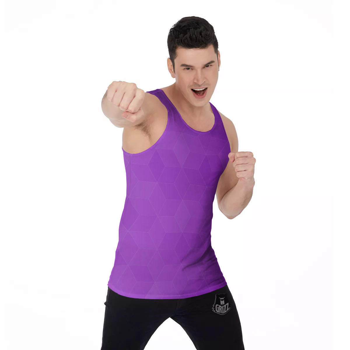 Geometric Polygonal Purple Print Men's Tank Top-grizzshop