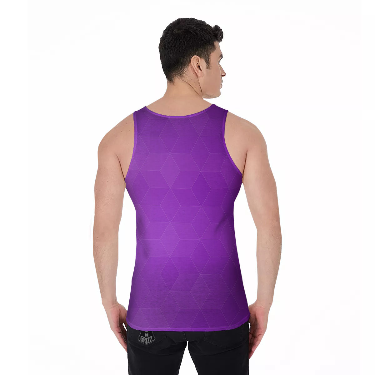 Geometric Polygonal Purple Print Men's Tank Top-grizzshop
