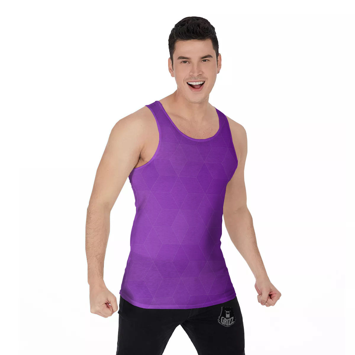 Geometric Polygonal Purple Print Men's Tank Top-grizzshop