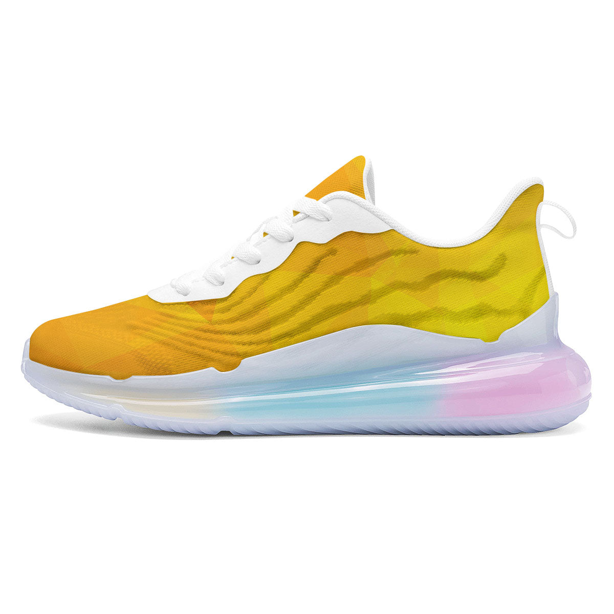 Geometric Polygonal Yellow Print Running Sneakers-grizzshop