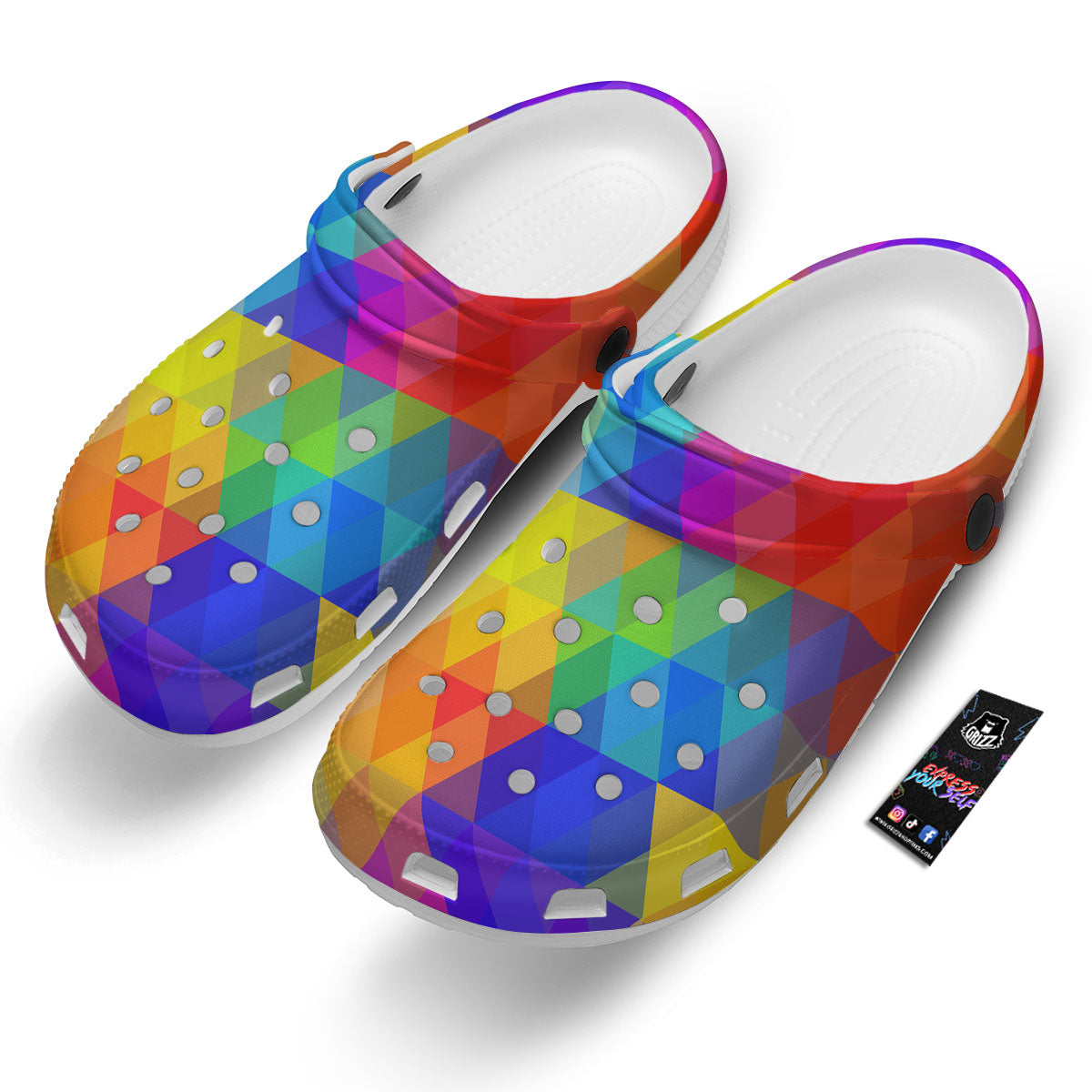 Geometric Rainbow Polygonal Print Clog-grizzshop