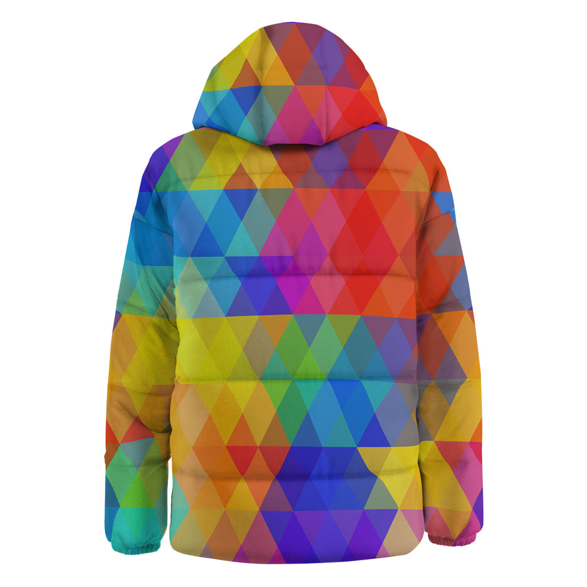 Geometric Rainbow Polygonal Print Down Jacket-grizzshop