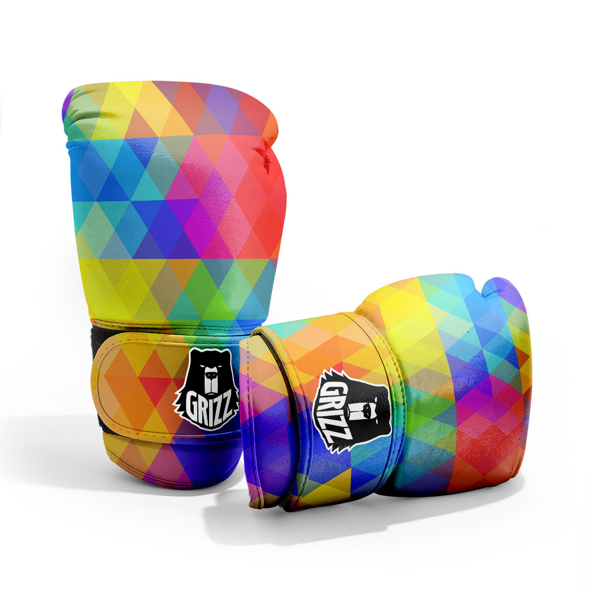 Geometric Rainbow Polygonal Print Pro Boxing Glove