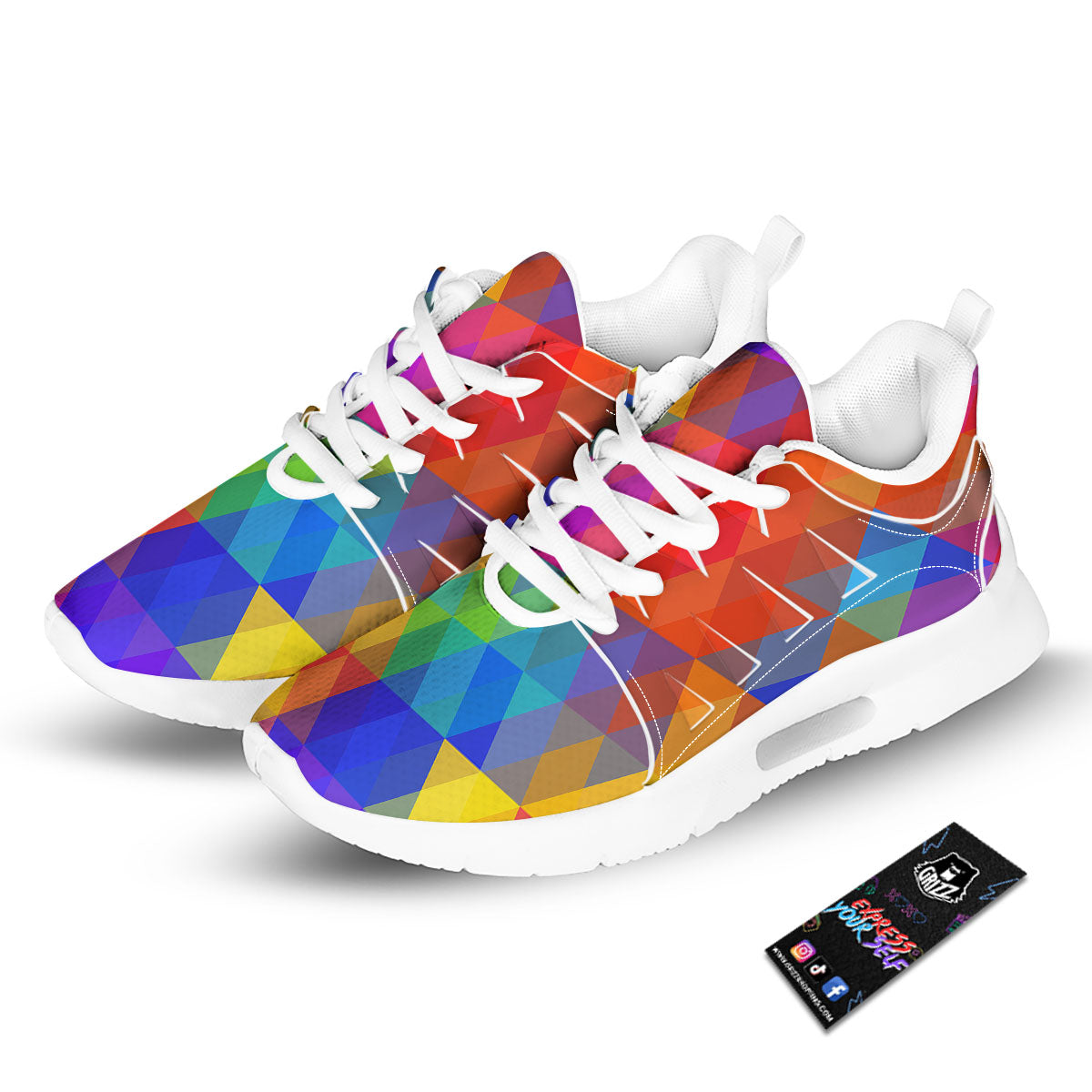 Geometric Rainbow Polygonal Print Tennis Shoes-grizzshop
