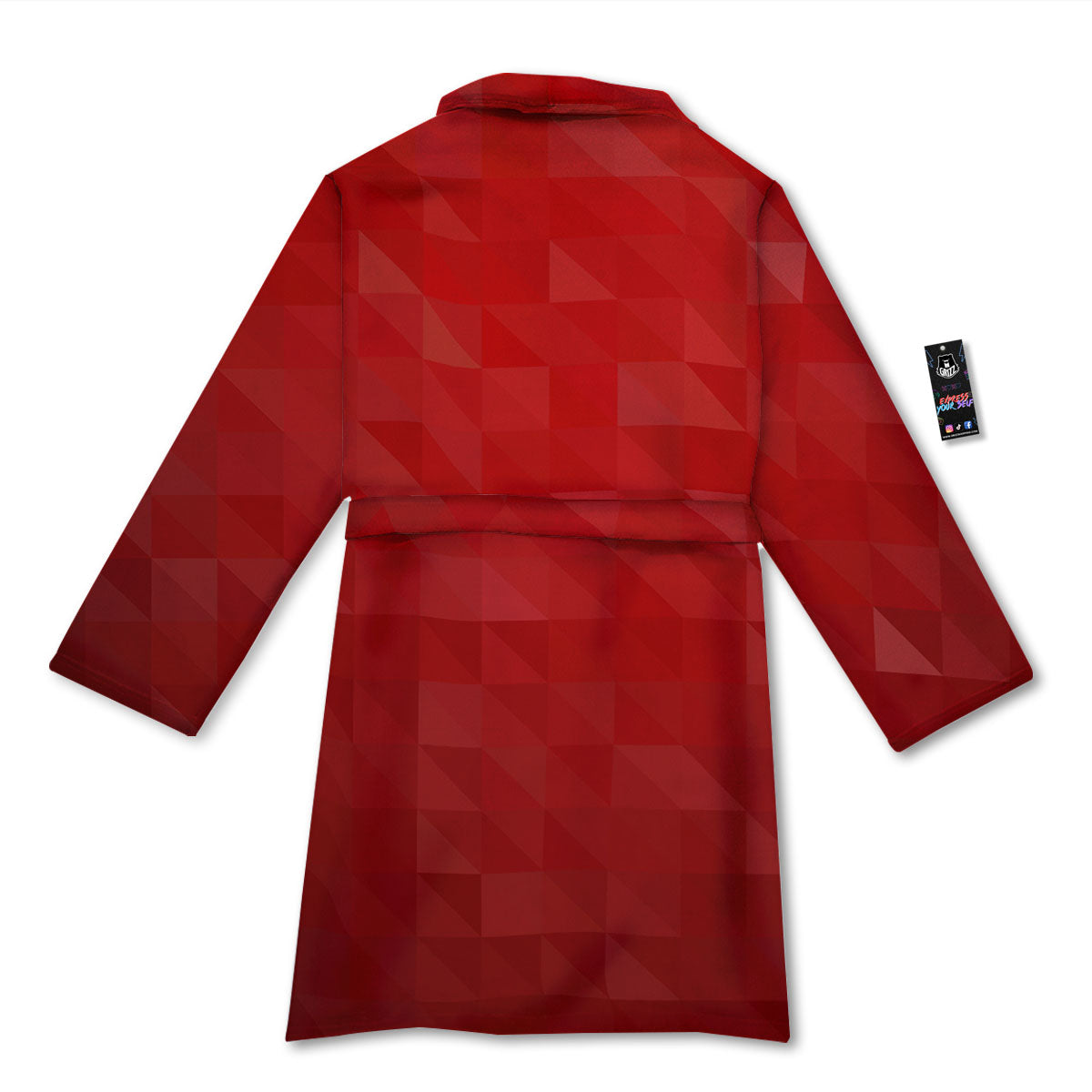 Geometric Red Polygonal Print Bathrobe-grizzshop
