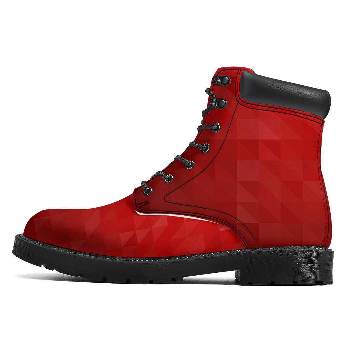 Geometric Red Polygonal Print Boots-grizzshop