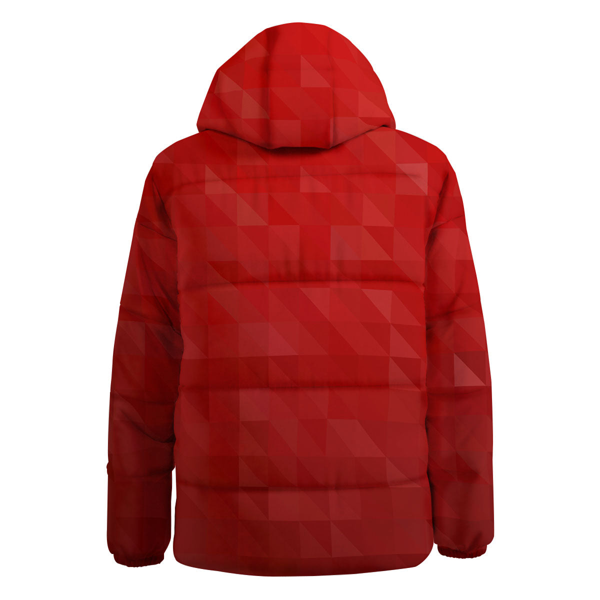 Geometric Red Polygonal Print Down Jacket-grizzshop