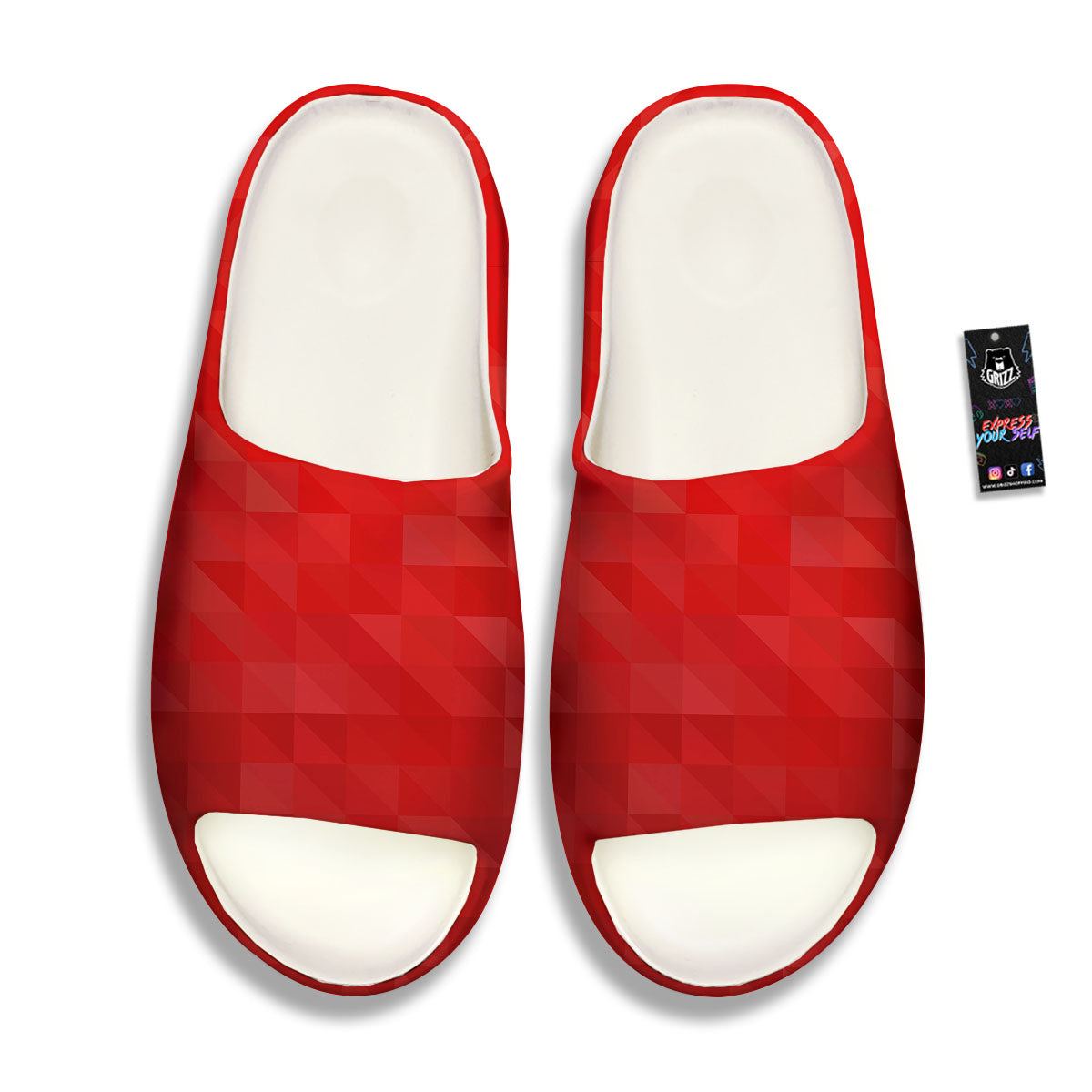 Geometric Red Polygonal Print Sandals-grizzshop