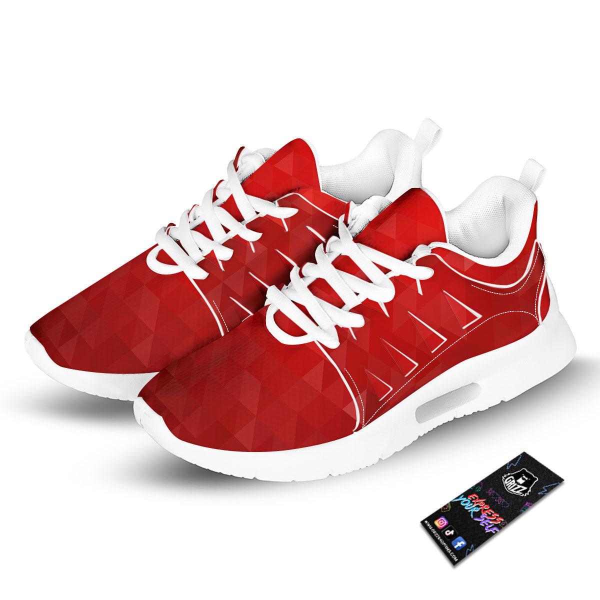 Geometric Red Polygonal Print Tennis Shoes-grizzshop