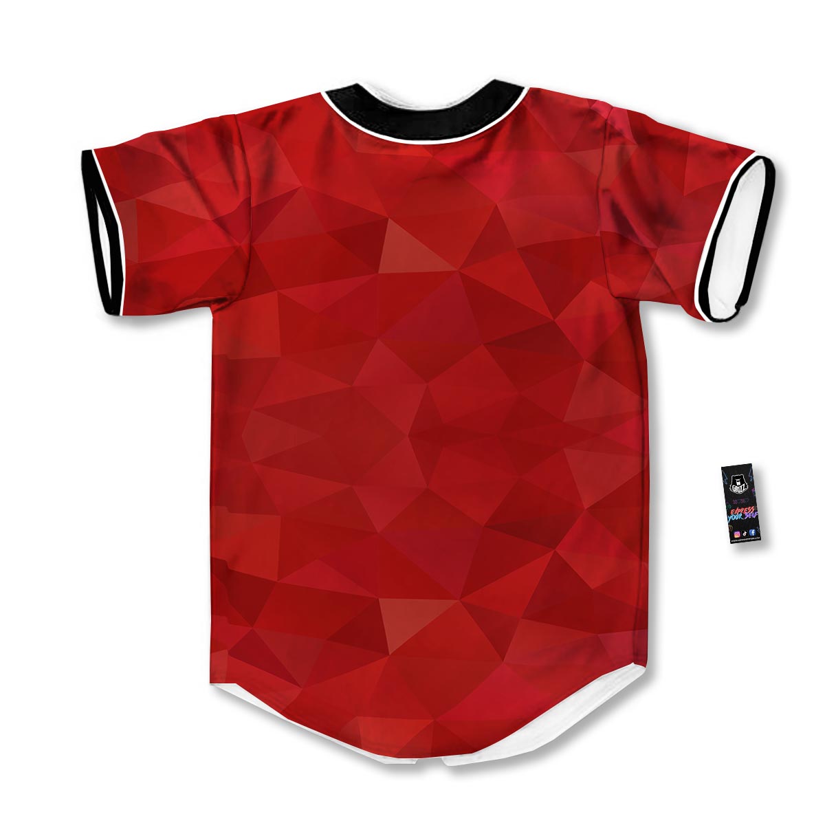 Geometric Red Print Pattern Baseball Jersey-grizzshop