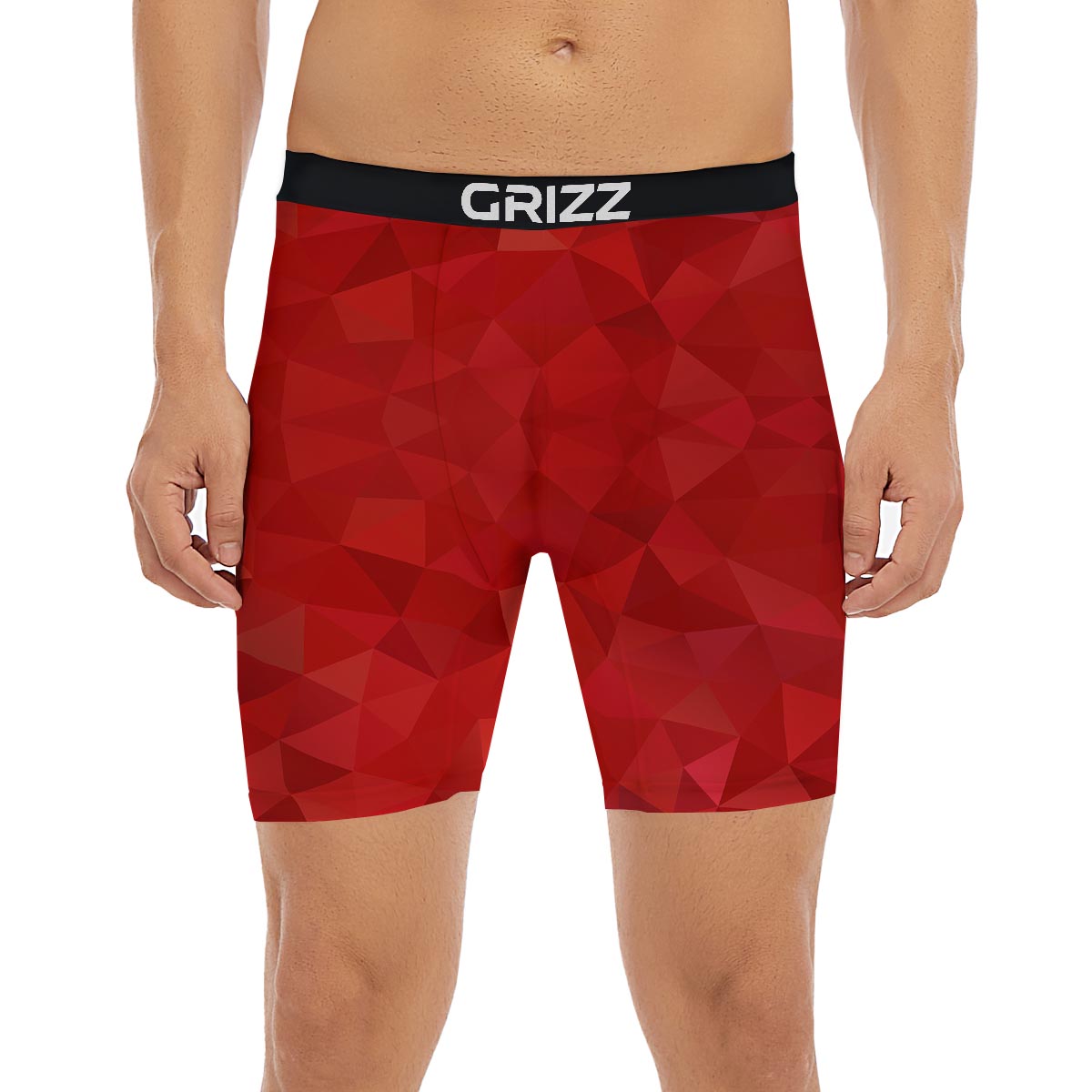 Geometric Red Print Pattern Boxer Briefs-grizzshop