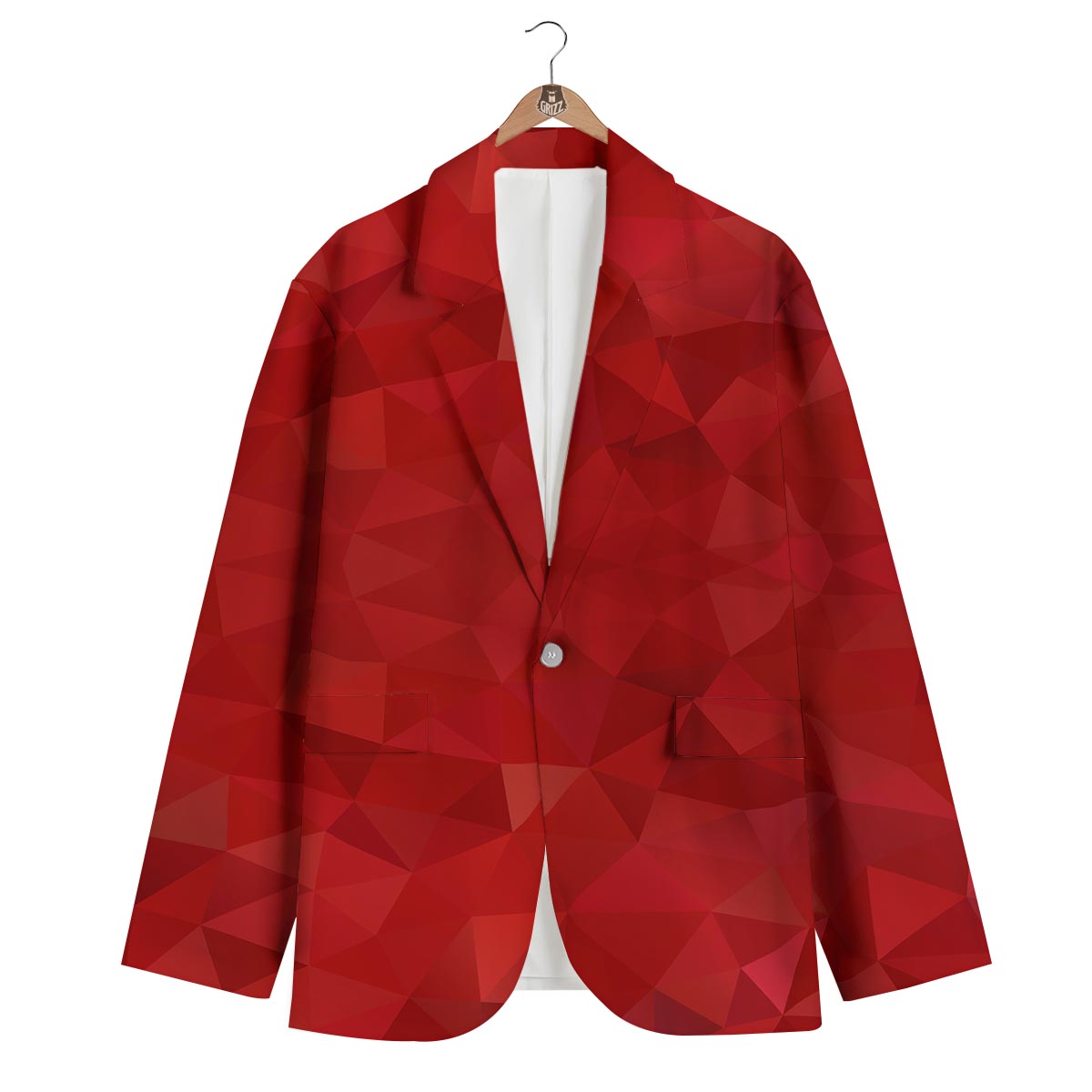 Geometric Red Print Pattern Men's Blazer-grizzshop