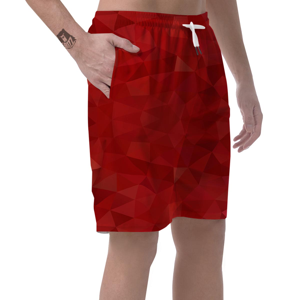 Geometric Red Print Pattern Men's Shorts-grizzshop