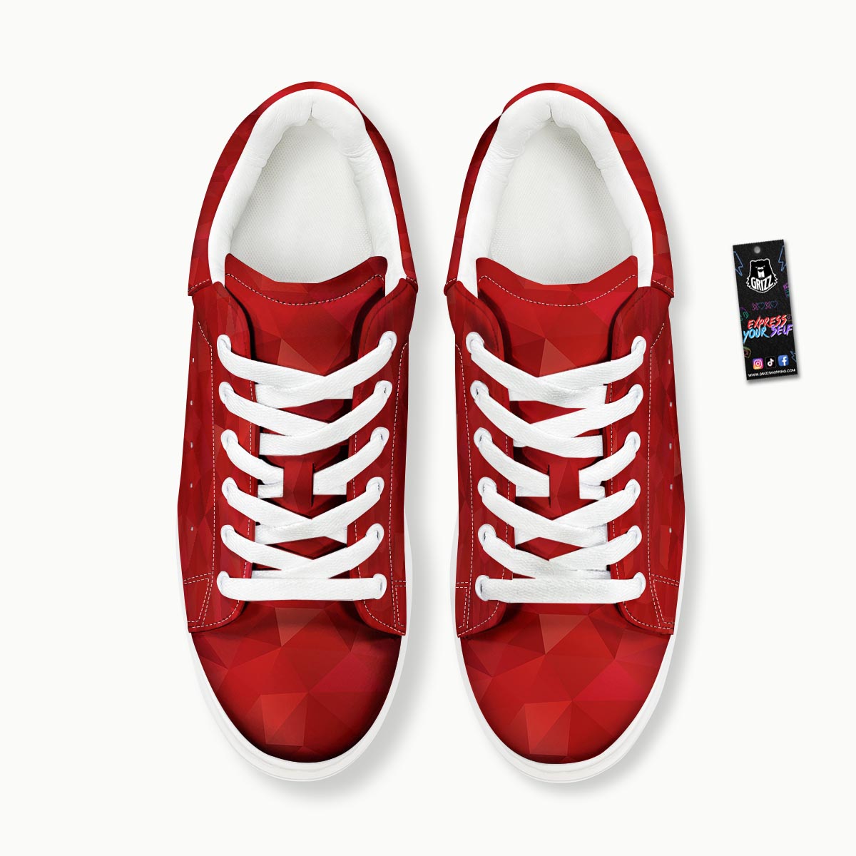 Geometric Red Print Pattern Platform Shoes-grizzshop