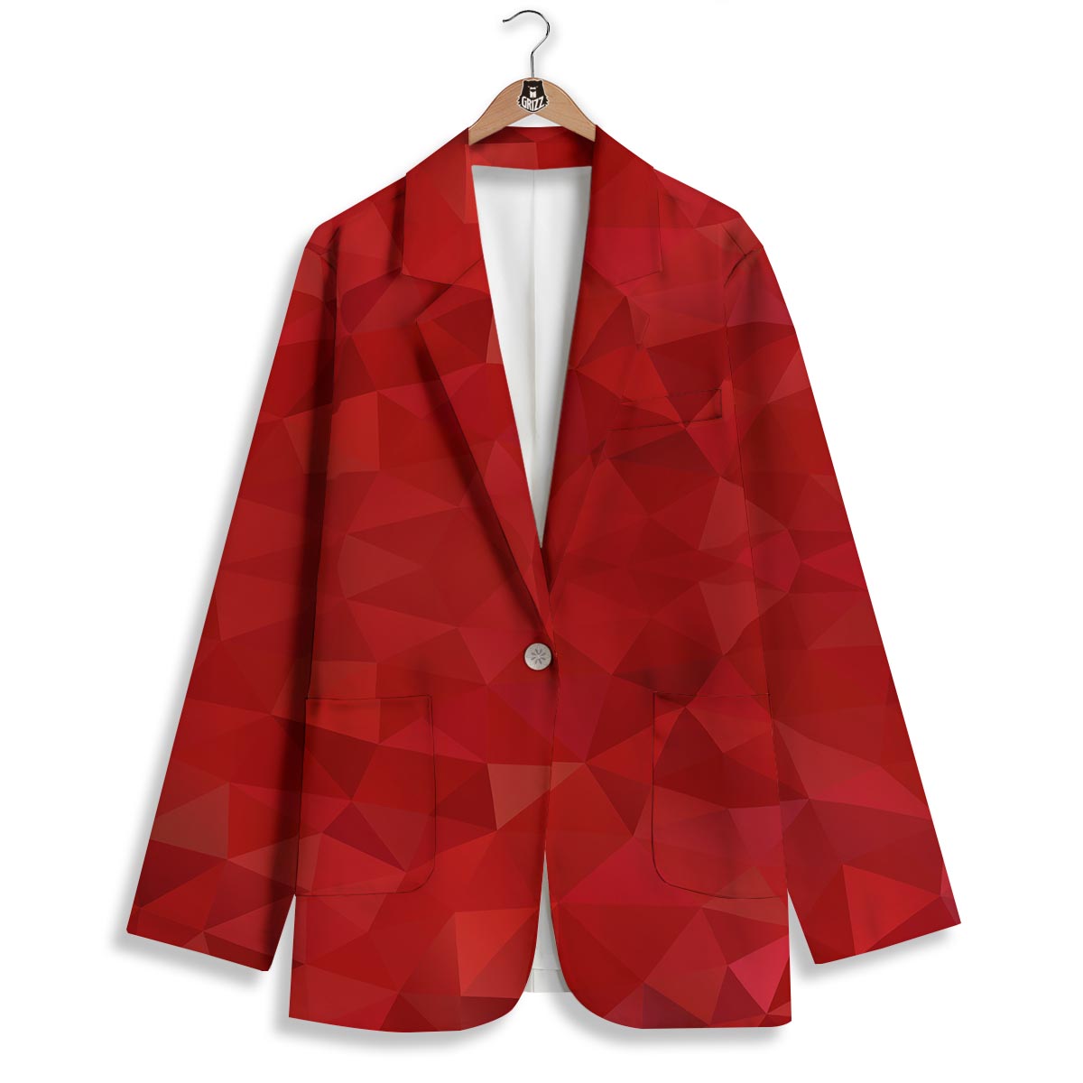 Geometric Red Print Pattern Women's Blazer-grizzshop