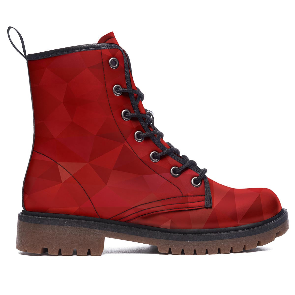 Geometric Red Print Pattern Work Boots-grizzshop